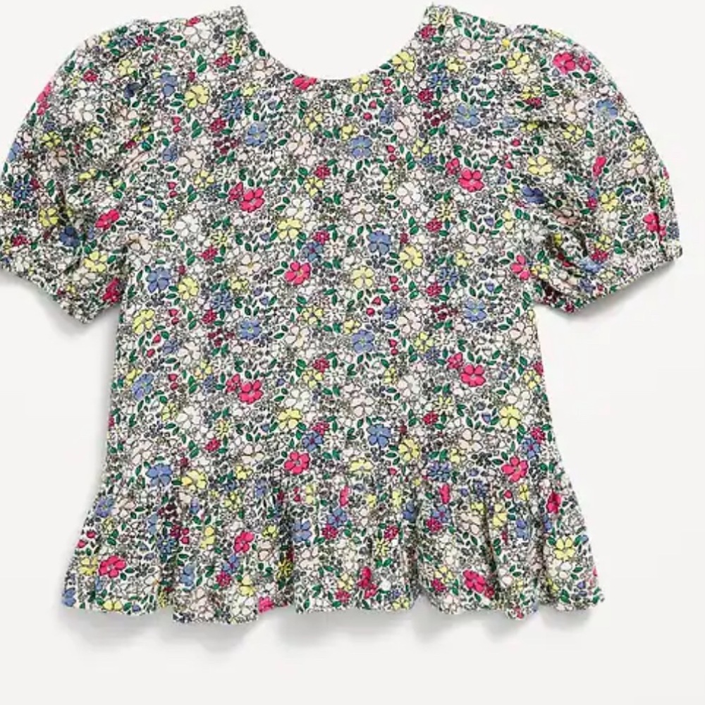 Old Navy Floral Short-Sleeve Ruffle-Hem Top | 2T